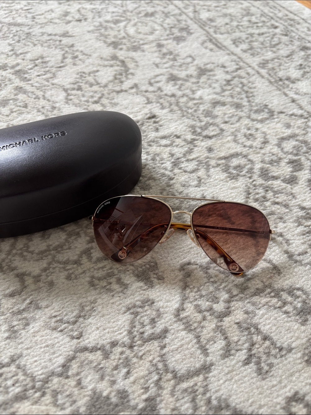 Michael Kors Gold Frame aviator Sunglasses with Brown Gradient Lenses
